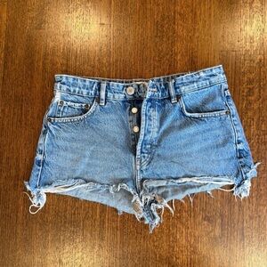 Zara Light Blue Distressed Jean Shorts